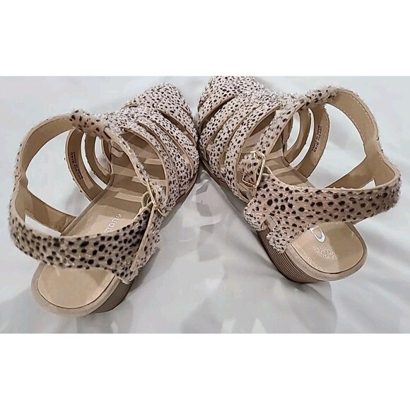 CL Chinese Laundry Caileigh Tan Nude Spotted Calf Hair Cheetah Gladiator Sandals - Picture 5 of 10